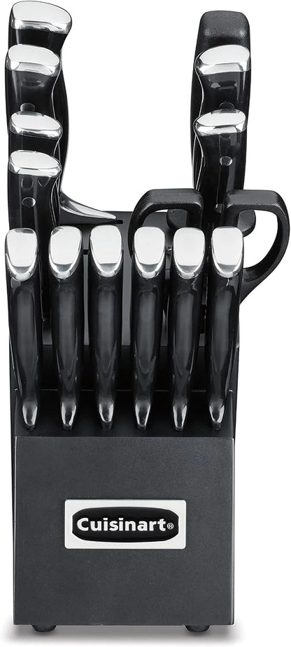 Cuisinart 15-Piece Knife Set with Block, High Carbon Stainless Steel, Forged Triple Rivet (Black/Black)