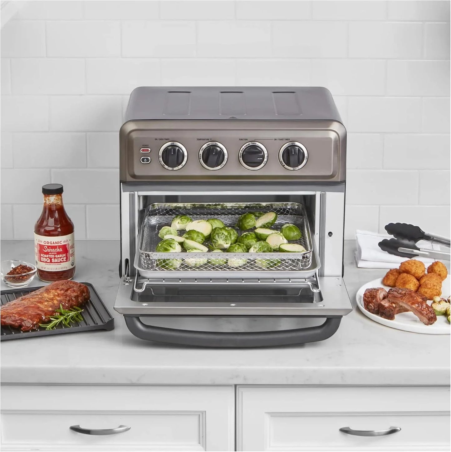 Cuisinart Air Fryer Toaster Oven with Grill, 1800W 8-1 Air Fryer Oven with Bake, Convection Bake, Grill, Broil and Warm Options, Large Capacity, 60-Minute Timer, TOA-70BKS, Black SS