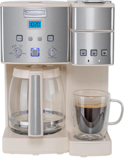 Cuisinart Single Serve + 12 Cup Coffee Maker, Offers 3-Sizes: 6-Ounces, 8-Ounces and 10-Ounces (Cream)
